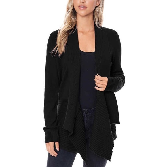 New Ladies Fever Waterfall Cozy Cardigan Black - Picture 1 of 11